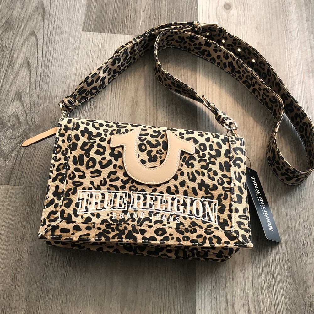 True Religion Leopard Bling Logo Cotton & Polyester Messenger Crossbody Bag NWT - Picture 16 of 16